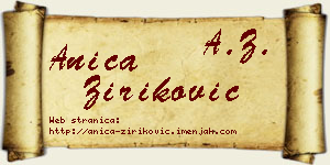 Anica Ziriković vizit kartica